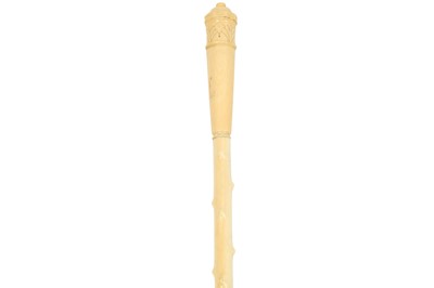 Lot 250 - A CARVED MARINE IVORY WALKING CANE, EARLY 20TH CENTURY