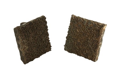 Lot 17 - TWO TEXTILE PRINTING COPPER AND BRASS BLOCKS