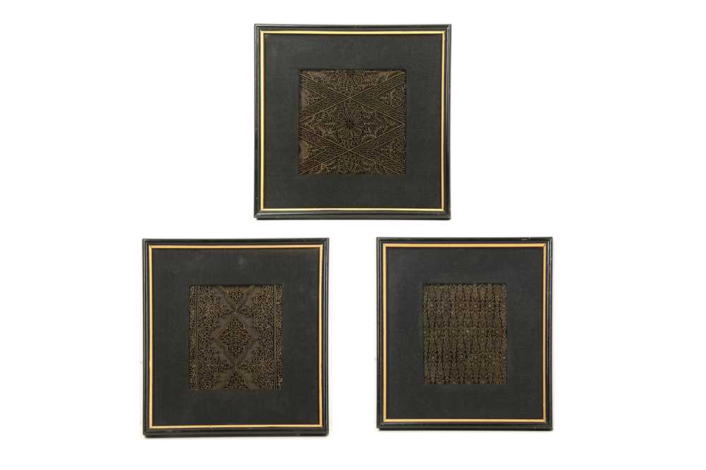 Lot 473 - THREE TEXTILE PRINTING COPPER AND BRASS BLOCKS