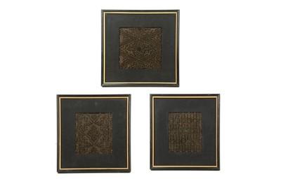 Lot 473 - THREE TEXTILE PRINTING COPPER AND BRASS BLOCKS