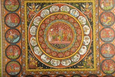 Lot 317 - A SQUARE PATTACHITRA PAINTING FROM THE VAISHNAVA KRISHNA LILA SERIES