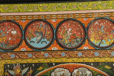 Lot 317 - A SQUARE PATTACHITRA PAINTING FROM THE VAISHNAVA KRISHNA LILA SERIES