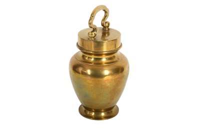 Lot 198 - A SOLID BRASS PORTABLE LOTA (WATER CONTAINER)