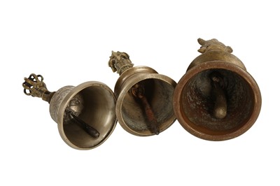 Lot 288 - THREE BRONZE CEREMONIAL TEMPLE BELLS