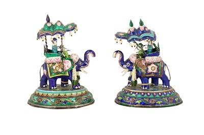 Lot 229 - A SET OF TWO INDIAN POLYCHROME-ENAMELLED SILVER HOWDAH FIGURINES