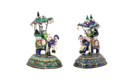Lot 229 - A SET OF TWO INDIAN POLYCHROME-ENAMELLED SILVER HOWDAH FIGURINES