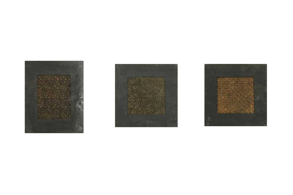 Lot 16 - THREE TEXTILE PRINTING COPPER AND BRASS BLOCKS