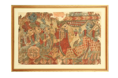 Lot 327 - A PAITHAN PAINTING DEPICTING A SCENE FROM A HINDU EPIC