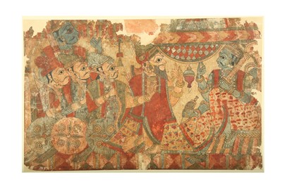 Lot 327 - A PAITHAN PAINTING DEPICTING A SCENE FROM A HINDU EPIC