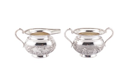 Lot 160 - A mid-20th century Anglo-Indian silver three-piece tea service, Bombay circa 1940