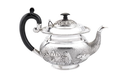 Lot 160 - A mid-20th century Anglo-Indian silver three-piece tea service, Bombay circa 1940