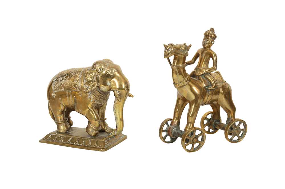 Lot 228 - TWO INDIAN BRASS TEMPLE TOYS