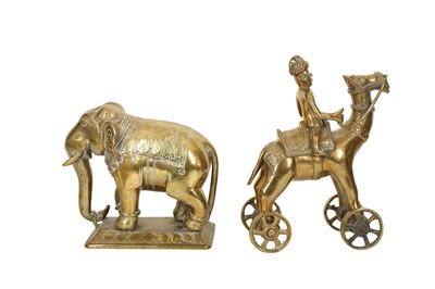 Lot 228 - TWO INDIAN BRASS TEMPLE TOYS