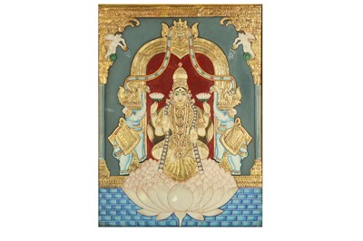 Lot 323 - THE HINDU GODDESS OF WEALTH, LAKSHMI, BATHED BY TWO ELEPHANTS