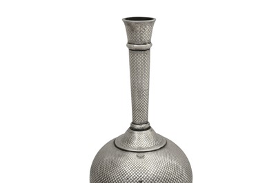 Lot 365 - A FINE BIDRI SILVER-INLAID LONG-NECKED FLASK (SURAHI)