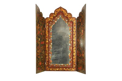 Lot 144 - A PAINTED AND LACQUERED WALL MIRROR
