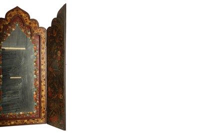 Lot 144 - A PAINTED AND LACQUERED WALL MIRROR