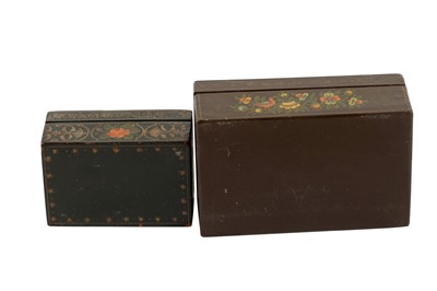 Lot 698 - TWO POLYCHROME-PAINTED AND LACQUERED SMALL BOXES