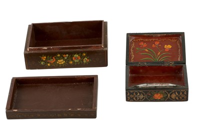 Lot 698 - TWO POLYCHROME-PAINTED AND LACQUERED SMALL BOXES