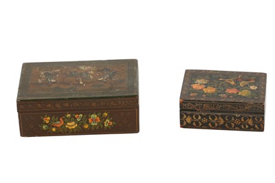 Lot 698 - TWO POLYCHROME-PAINTED AND LACQUERED SMALL BOXES