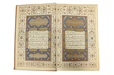 Lot 39 - AN IMPERIAL PAHLAVI QUR'AN AND A QUR'AN STAND