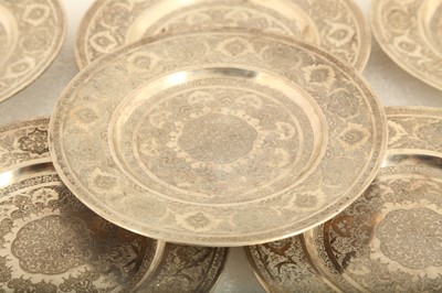 Lot 205 - A SET OF SIX ENGRAVED SILVER SIDE PLATES