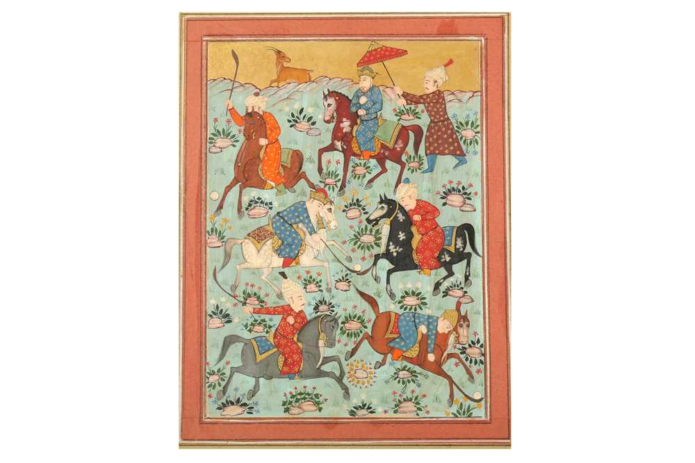 Lot 362 - AN ILLUSTRATED MANUSCRIPT FOLIO: POLO PLAYERS
