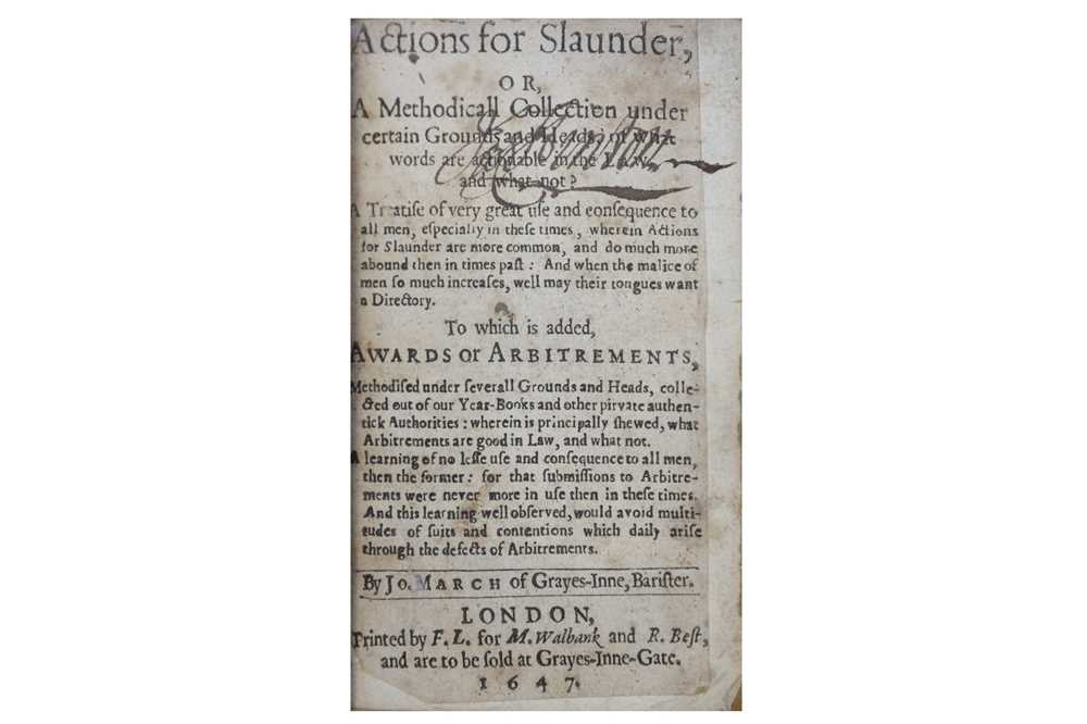 Lot 1052 - March (John) Actions for Slaunder.....1647