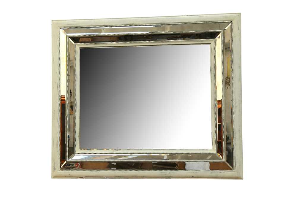Lot 61 - A LARGE WHITE PAINTED WOOD FRAME MIRROR, 20TH CENTURY