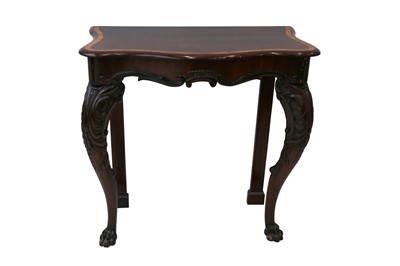 Lot 470 - A SERPENTINE ROSEWOOD CONSOLE TABLE, 19TH CENTURY