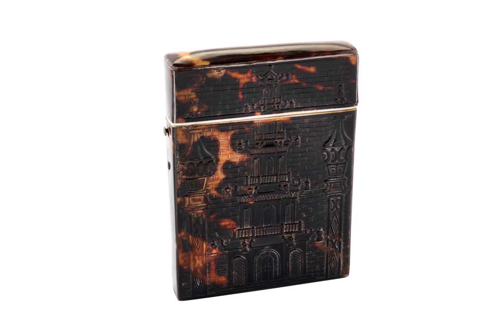 Lot 21 - A mid-19th century French pressed tortoiseshell card case, circa 1850