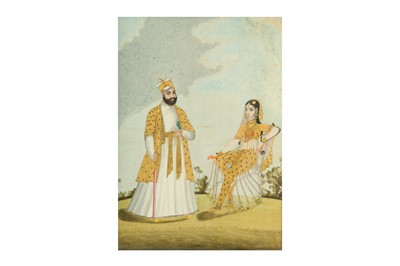 Lot 119 - A PORTRAIT OF THE NAWAB OF AWADH, SAFDAR JANG (1708 - 1754), AND HIS SPOUSE, AMAT JAHAN BEGUM