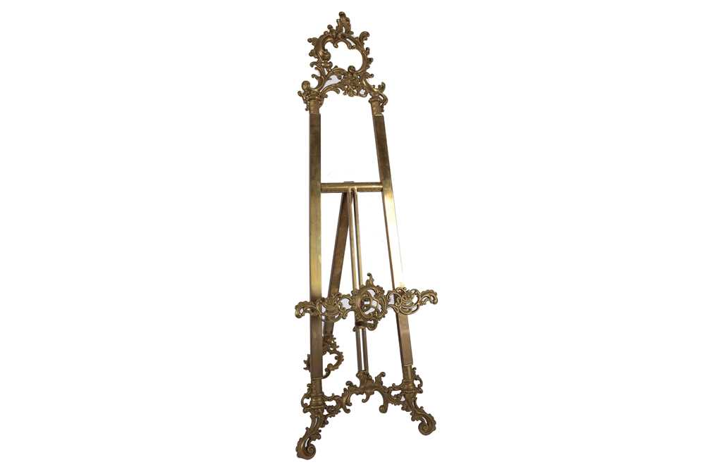 Lot 75 - A LARGE ROCOCO STYLE BRASS EASEL, 20TH CENTURY