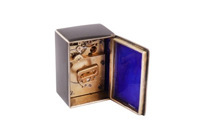 Lot 55 - A cased early 20th century French silver gilt and enamel timepiece, Paris circa 1920, makers mark obscured