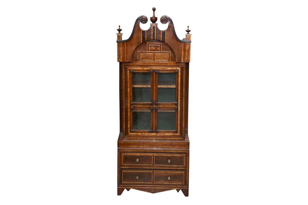 Lot 133 - A DUTCH WALNUT AND INLAID APPRENTICE PIECE STYLE BOOKCASE