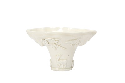Lot 632 - A CHINESE BLANC-DE-CHINE LIBATION CUP.