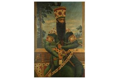 Lot 101 - A SEATED PORTRAIT OF FATH 'ALI SHAH QAJAR (R. 1797 - 1834)
