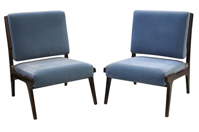 Lot 296 - A PAIR OF ITALIAN STAINED BEECH LOUNGE CHAIRS, LATE 20TH CENTURY