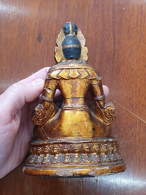 Lot 195 - A CHINESE GILT-LACQUER STUCCO FIGURE OF A BODHISATTVA.