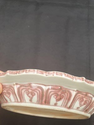 Lot 267 - A CHINESE UNDERGLAZE RED 'BLOSSOMS' STAND.