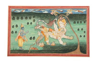 Lot 328 - LORD RAMA PRAYING TO A COMPOSITE SHAIVITE MYTHICAL CREATURE
