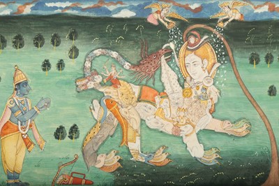 Lot 328 - LORD RAMA PRAYING TO A COMPOSITE SHAIVITE MYTHICAL CREATURE