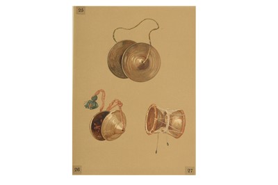 Lot 346 - NINE CHROMOLITHOGRAPH PLATES OF TRADITIONAL INDIAN MUSICAL INSTRUMENTS
