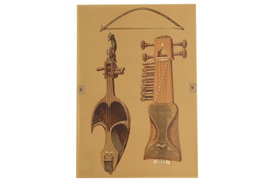 Lot 346 - NINE CHROMOLITHOGRAPH PLATES OF TRADITIONAL INDIAN MUSICAL INSTRUMENTS
