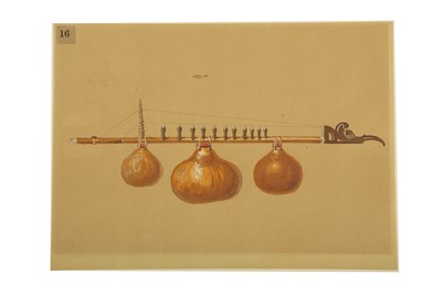Lot 346 - NINE CHROMOLITHOGRAPH PLATES OF TRADITIONAL INDIAN MUSICAL INSTRUMENTS