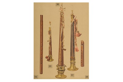 Lot 346 - NINE CHROMOLITHOGRAPH PLATES OF TRADITIONAL INDIAN MUSICAL INSTRUMENTS