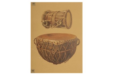 Lot 346 - NINE CHROMOLITHOGRAPH PLATES OF TRADITIONAL INDIAN MUSICAL INSTRUMENTS