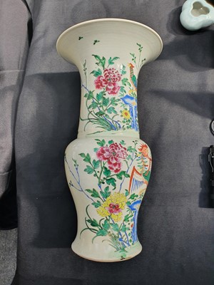 Lot 590 - A CHINESE FAMILLE ROSE YENYEN 'BIRDS AND FLOWERS' VASE.