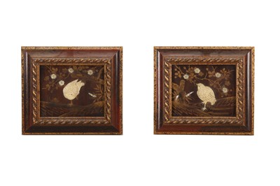 Lot 681 - A PAIR OF JAPANESE BONE AND MOTHER OF PEARL PANELS, LATE 19TH/EARLY 20TH CENTURY