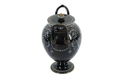 Lot 152 - AN ENGLISH PATE SUR PATE TYPE TWIN HANDLED VASE AND COVER, 19TH CENTURY